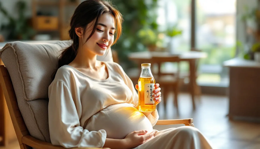 pregnant woman drinking chicken essence