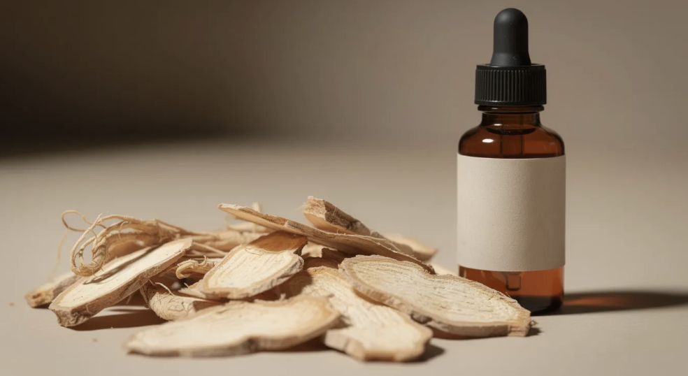 Ginseng extract benefits with natural ginseng root and herbal supplement extract