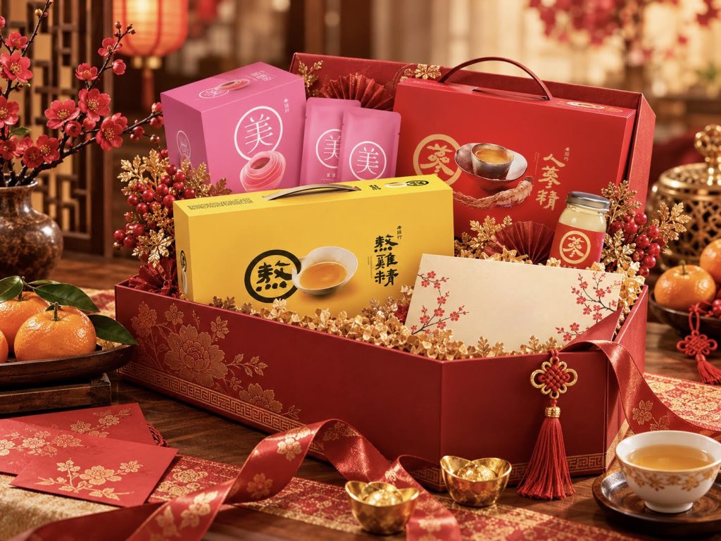 Corporate wellness hamper in Singapore with Hao Yi Kang chicken essence and ginseng essence