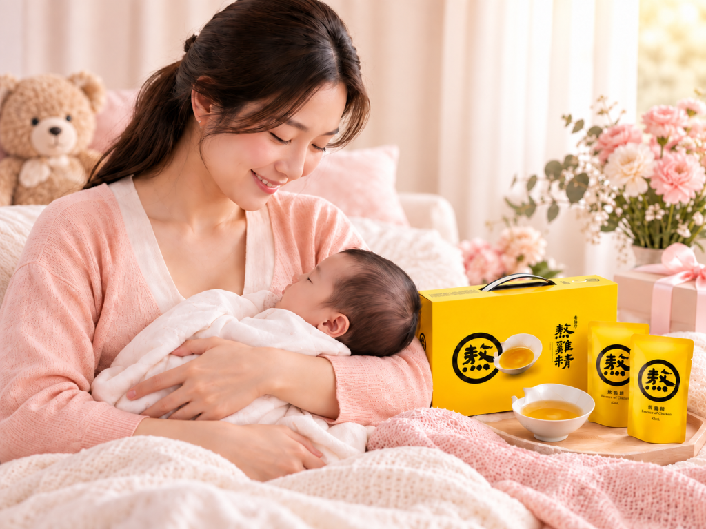 Postpartum wellness gift idea for a new mum in Singapore with chicken essence.